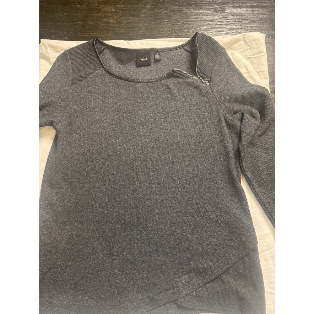 Rafaella Gray Knit Pullover Sweater with zipper casual comfort academia vintage